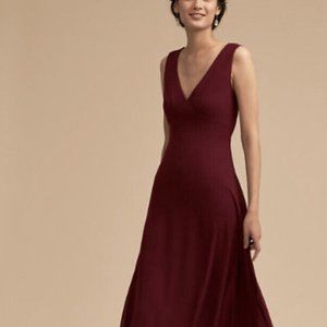 Anthropologie BHLDN Capulet Long Dress Gown Wine Burgundy Maroon Bridesmaid S